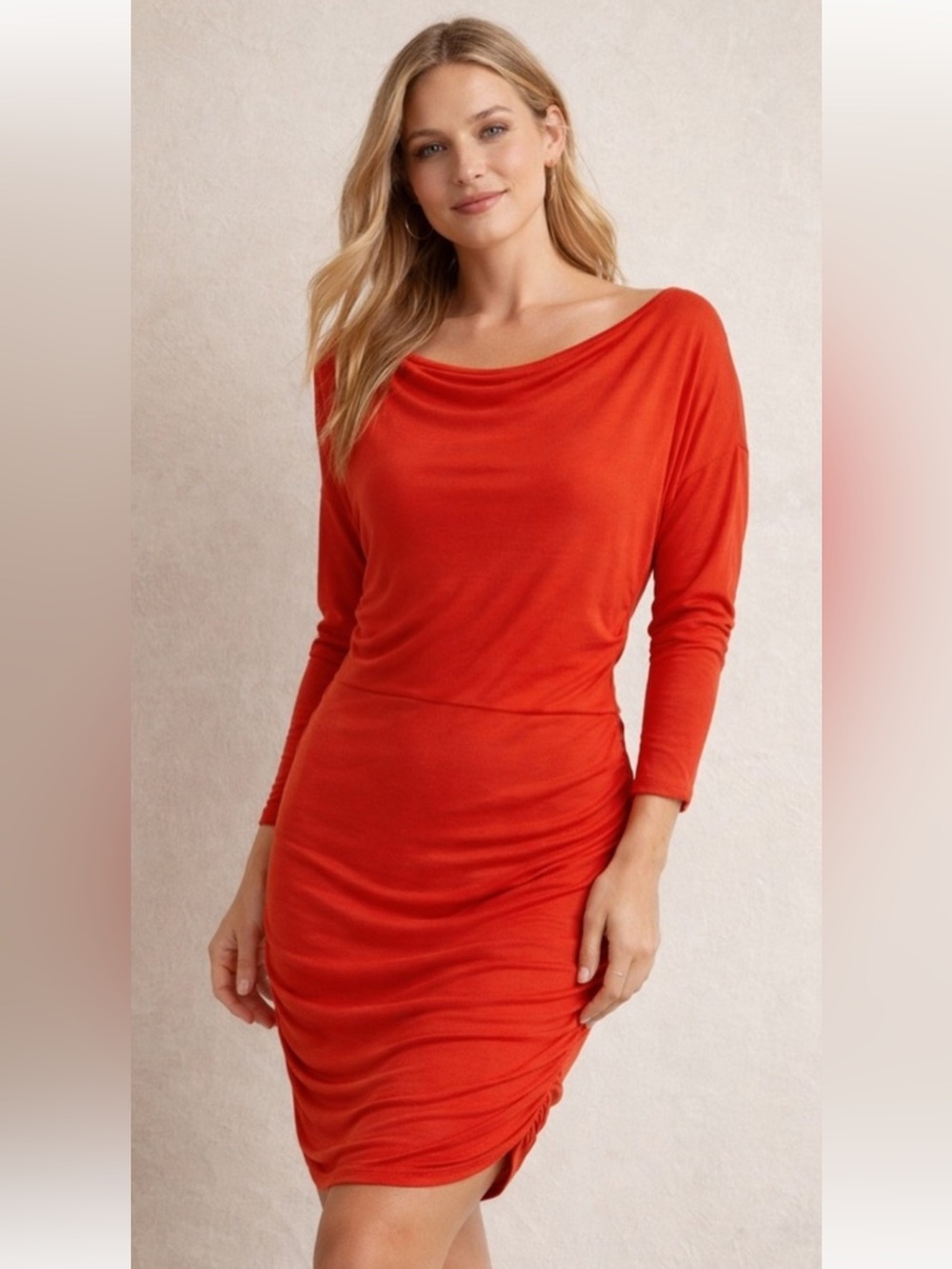 Athleta Scarlet Boatneck Long-Sleeve Ruched Dress